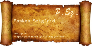 Paskes Szigfrid névjegykártya